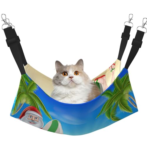 YUBVCF Weiches Haustierbett, Motiv: Weihnachtsmann mit Strand und Surfbrett, passend für Frettchen, Kätzchen, Welpen, kleine Hunde, verstellbarer Gurt YUBVCF Weiches Haustierbett, Motiv: Weihnachtsmann mit Strand und Surfbrett, passend für Frettchen, Kätzchen, Welpen, kleine Hunde, verstellbarer Gurt von YUBVCF