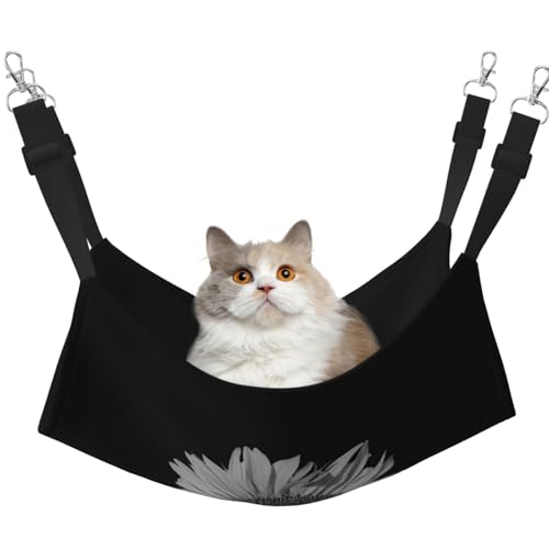 YUBVCF Weiches Haustierbett, Sonnenblumen-Design, für Frettchen, Kätzchen, Welpen, kleine Hunde, verstellbarer Gurt, Schwarz von YUBVCF