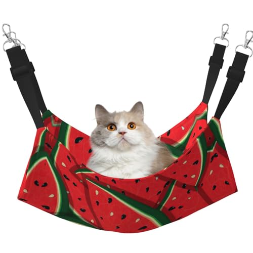 YUBVCF Weiches Haustierbett, Wassermelone, für Frettchen, Kätzchen, Welpen, kleine Hunde, verstellbarer Gurt, Rot von YUBVCF
