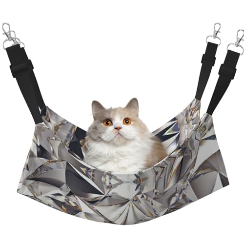 YUBVCF Weiches Haustierbett, glitzernd, abstraktes Diamant-Kristallmuster, passend für Frettchen, Kätzchen, Welpen, kleine Hunde, verstellbarer Riemen von YUBVCF
