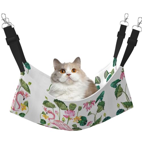 YUBVCF Weiches Haustierbett mit Flamingo-Vogelmotiv, für Frettchen, Kätzchen, Welpen, kleine Hunde, verstellbarer Gurt von YUBVCF