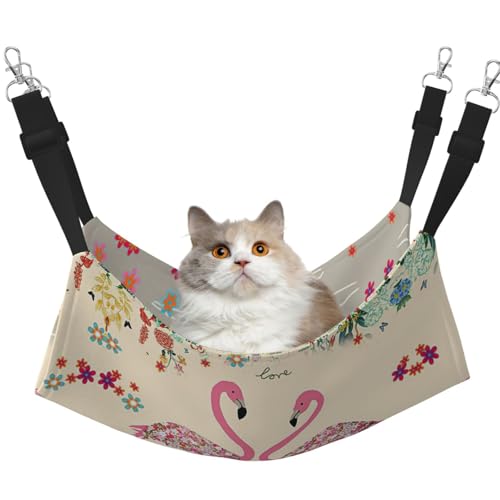 YUBVCF Weiches Haustierbett mit Flamingos und Blumen, für Frettchen, Kätzchen, Welpen, kleine Hunde, verstellbarer Gurt YUBVCF Weiches Haustierbett mit Flamingos und Blumen, für Frettchen, Kätzchen, Welpen, kleine Hunde, verstellbarer Gurt von YUBVCF