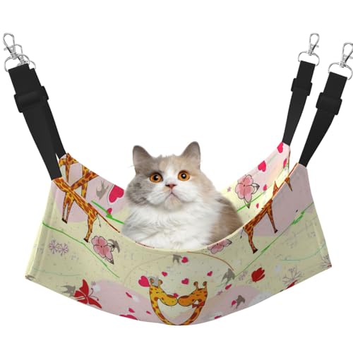 YUBVCF Weiches Haustierbett mit Giraffenmotiv, Herz, Blume, Schmetterling, für Frettchen, Kätzchen, Welpen, kleine Hunde, verstellbarer Gurt von YUBVCF