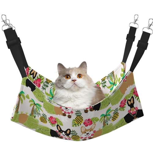 YUBVCF Weiches Haustierbett mit tropischen Blumen und Corgi, passend für Frettchen, Kätzchen, Welpen, kleine Hunde, verstellbarer Gurt YUBVCF Weiches Haustierbett mit tropischen Blumen und Corgi, passend für Frettchen, Kätzchen, Welpen, kleine Hunde, verstellbarer Gurt von YUBVCF