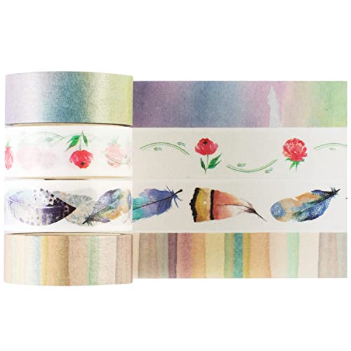 YUBX 4 Rollen Washi Tape Set Romantischer Garten Masking Tape Dekoratives Klebeband Bunt für DIY Handwerk Bullet Journals Planer Scrapbooking Verpackung von YUBX