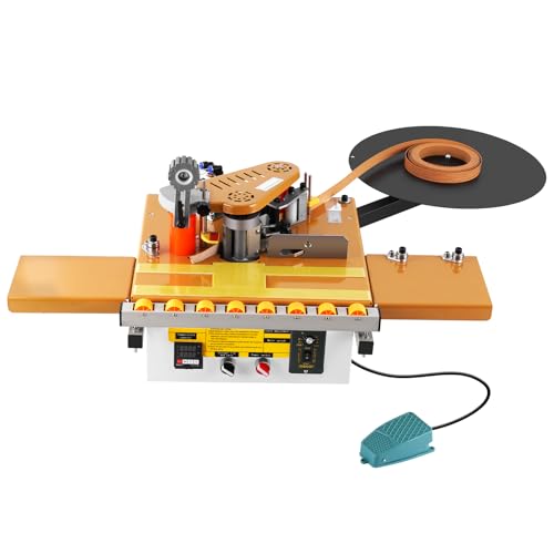 YUCHENGTECH Kantenanleimmaschine Kurvengerade Kantenanleimer Maschine mit Automatischem Bandabriss 2-6m/min Doppelseitiges Kleben Breite 6-60mm Dicke 0,3-3 mm für PVC/ABS Kantenumleimer von YUCHENGTECH