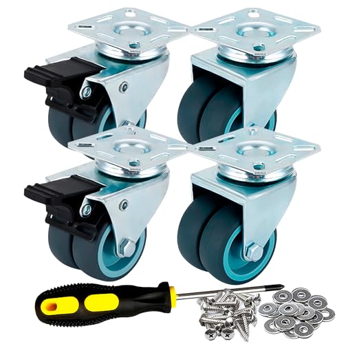 YUCONECT Rollen Schwerlast bis 400kg mit Schrauber, Schrauben und Scheiben - Schwerlastrollen mit Bremse - Lenkrollen 50mm - Möbelrollen Schwerlast - Rollen mit Bremse - Industrierollen mit Platte YUCONECT Rollen Schwerlast bis 400kg mit Schrauber, Schrauben und Scheiben - Schwerlastrollen mit Bremse - Lenkrollen 50mm - Möbelrollen Schwerlast - Rollen mit Bremse - Industrierollen mit Platte von YUCONECT