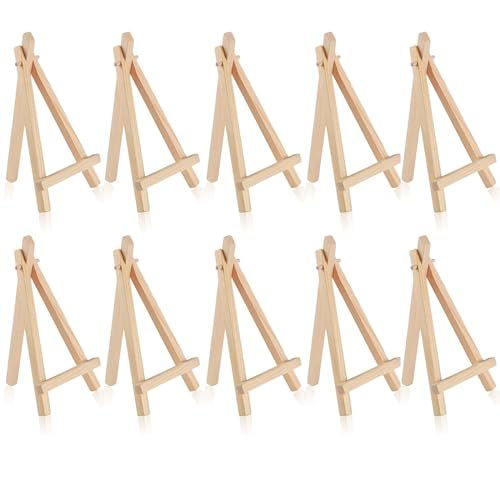10 Stück Mini Staffelei Holz, Staffelei Klein Tischstaffelei Dreieck Faltbar Holzstaffelei Staffeleien Kinder Tischdeko für Hochzeit Geburtstag Taufe Party (15 X 8 cm) von YUDAWN