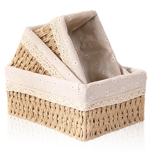 Brotkorb 3er Set, Brötchenkorb Geflochtener Korb Handgewebt Aufbewahrungskorb Brotkorb Geflochten aus Seegras Brotkörbchen Deko Körbe zum Brot, Backwaren und Haushaltswaren Brotkorb 3er Set, Brötchenkorb Geflochtener Korb Handgewebt Aufbewahrungskorb Brotkorb Geflochten aus Seegras Brotkörbchen Deko Körbe zum Brot, Backwaren und Haushaltswaren von YUDAWN