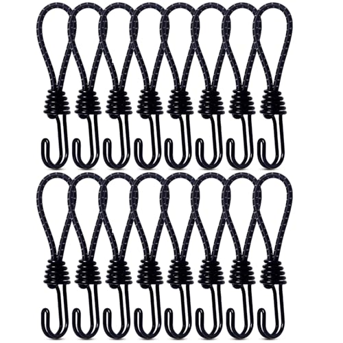 Gummibänder mit Haken, 16 Stück Spanngummi Gummispanner Expander Gummiband Gummi Spanngurte Planenspanner mit Haken Expanderhaken für Zelte Banner Netze Camping, 16cm von YUDAWN