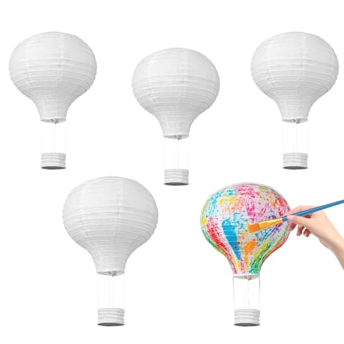 Papierlaternen 5 Stück Heißluftballon Weiß Papier Laterne Hängende Lampions Deko Falten Papierlaterne für DIY Geburtstag Party Hochzeit Dekorationen 20 cm von YUDAWN