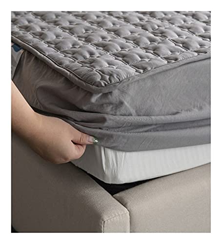 YUDEYU Tagesdecken Blätter Grau Gewaschener Baumwollstoff Tagesdecke Matratzenbezug (Größe : 120x200cm/high 16-25cm) von YUDEYU
