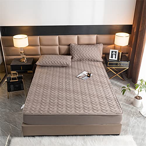 YUDEYU Gesteppt Spannbettuch Tagesdecke Klasse a Baumwollfabrik Bettdecken boxspringbett Matratzenschoner spannbettbezug (Farbe : Pale Brown, Größe : 48x74cm/kissenbezug x 2) von YUDEYU-chuangpin