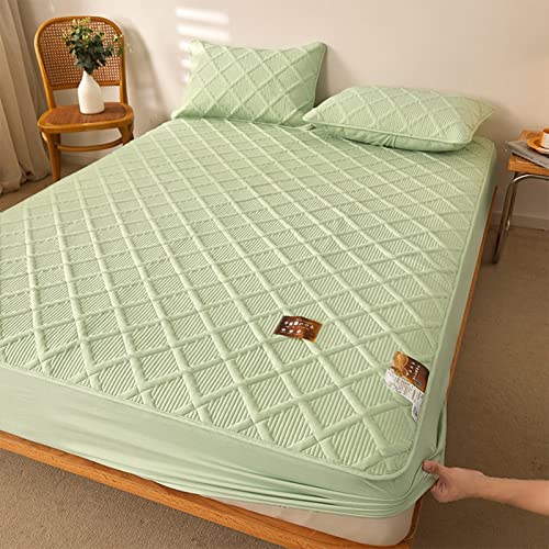 YUDEYU Gesteppte Schicht Spannbettuch Roher Baumwollstoff Tagesdecke Matratzenschoner Enthält pflanzliche Ballaststoffe gut zum schlafen Spann bettlaken Lakens(Green,160x200 cm+30cm) YUDEYU Gesteppte Schicht Spannbettuch Roher Baumwollstoff Tagesdecke Matratzenschoner Enthält pflanzliche Ballaststoffe gut zum schlafen Spann bettlaken Lakens(Green,160x200 cm+30cm) von YUDEYU