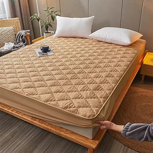 YUDEYU Gesteppte Schicht Spannbettuch wasserdichte TPU-Folie Tagesdecke gebürsteter Stoff Matratzenschoner Bettdecke spannbettbezug (Farbe : Camel, Größe : 80x200cm/High 3-30cm) von YUDEYU-chuangpin