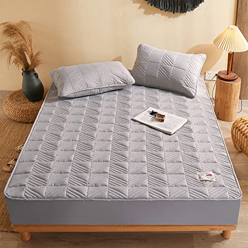 YUDEYU Quiltprozess Spannbettlaken Klasse a Reiner Baumwollstoff aus Sojafaser gemütlich rutschfest weich Matratzenschoner Spannbetttücher Bettdecke Fitted Sheets Toppers (Farbe : Grey, Größe : 160x von YUDEYU