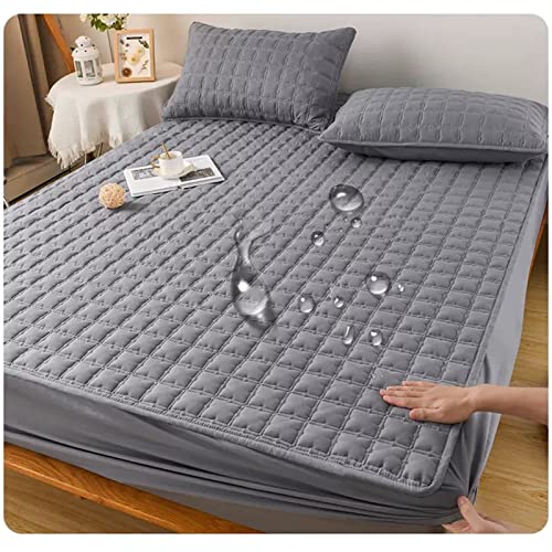 YUDEYU Quiltprozess Spannbettuch wasserdichte TPU-Schicht Matratzenschoner Gebürsteter Stoff Tagesdecke Topper Doppelt Single (Farbe : Dark Grey, Größe : 100x200 cm/High 5-30cm) von YUDEYU-chuangpin