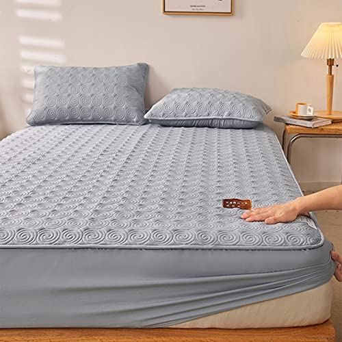 YUDEYU Tippe A Roher Baumwollstoff Spannbettuch Enthält pflanzliche Ballaststoffe Gesteppte Schicht Tagesdecke Matratzenschoner Spann bettlaken Lakens (Farbe : Dark Grey, Größe : 120x200 cm+30cm) von YUDEYU-chuangpin