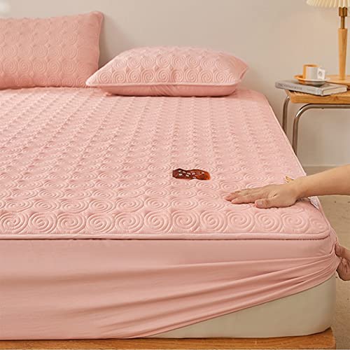 YUDEYU Tippe A Roher Baumwollstoff Spannbettuch Enthält pflanzliche Ballaststoffe Gesteppte Schicht Tagesdecke Matratzenschoner Spann bettlaken Lakens (Farbe : Rosa, Größe : 80x200 cm+30cm) von YUDEYU-chuangpin