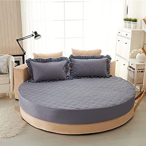 Yudeyu Runden Spannbettlaken Alle Baumwollstoffe Tagesdecke Matratzenschoner Bettlaken bettwäsche, Zwei Dickenoptionen (Farbe : B-Quilted Layer, Größe : Diameter 2.0m) von YUDEYU-chuangpin