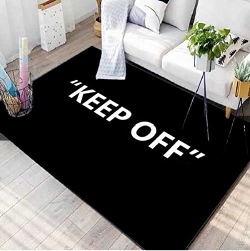 Keep Off Bereich Teppiche Schwarz und Weiß Teppich Wohnzimmer Erkerfenster Sofa Bodendekor Bodenmatte 200x300cm von YUDIAO