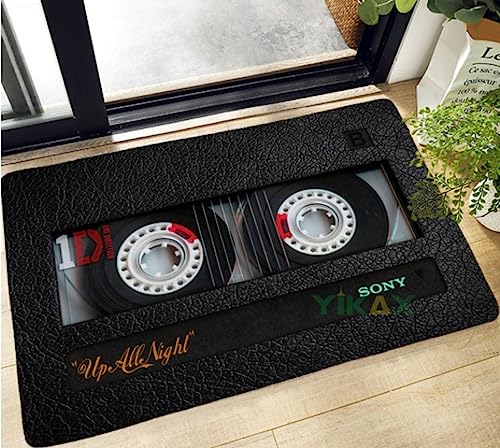 Retro Kassette Musik Band Fußmatte Wohnzimmer Teppich Eingangsbereich Teppich Schlafzimmer Dekor Bodenmatte 140x200cm von YUDIAO
