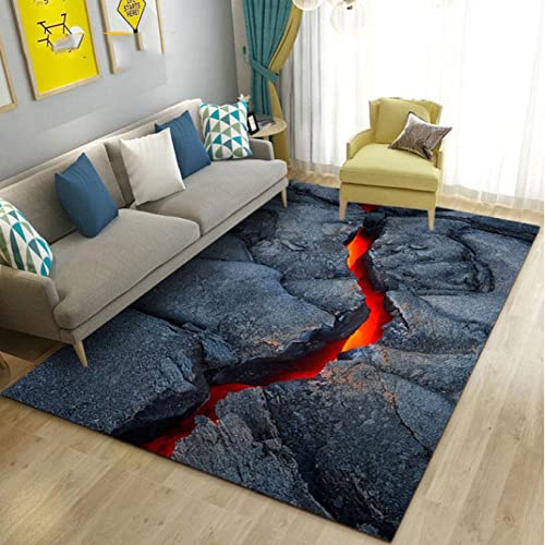 Vulkan Lava Bereich Teppich, Wohnzimmer großer Teppich Schlafzimmer Sofa Fußmatte, Spiel rutschfeste Bodenmatte 100x150cm von YUDIAO