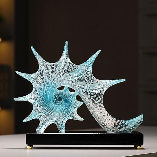 YUDIZWS Kristall Muschel Harz Skulptur Deko, Moderne Abstrakte Schreibtisch Ornamente Kunst Statue Geschenk Mittelstück für Wohnzimmer,Blau von YUDIZWS