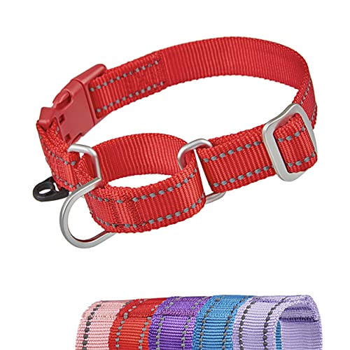 YUDOTE Reflektierende Martingale Hundehalsbänder,ausbruchsicheres Anti-Zug-Trainingshalsband mit Sicherheits-Schnellverschluss für schmale Kopfhunde erleichtern das Gehen,Mittel,Rot von YUDOTE
