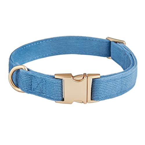 YUDOTE Ultraweiches Hundehalsband natürliche Baumwolle Cord für Kleine Hunde mit empfindlicher Haut,Blaugrau von YUDOTE