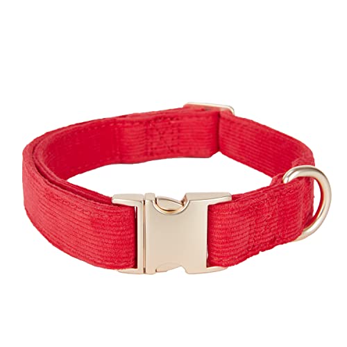 YUDOTE Ultraweiches Hundehalsband natürliche Baumwolle Cord für Groß Hunde mit empfindlicher Haut,Rot von YUDOTE