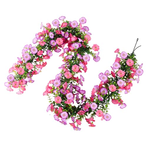YUE QIN Kunstblumen für Draußen 2 Stück Petunien Kunstpflanze Hängend Türkranz Sommer 5.91FT Künstliche Blumen wie Echt für Girlande Hochzeit Indoor Outdoor Garten Wetterfest Deko(Pink & lila) YUE QIN Kunstblumen für Draußen 2 Stück Petunien Kunstpflanze Hängend Türkranz Sommer 5.91FT Künstliche Blumen wie Echt für Girlande Hochzeit Indoor Outdoor Garten Wetterfest Deko(Pink & lila) von YUE QIN