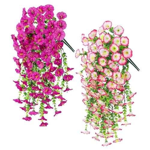 YUE QIN Kunstblumen für Draußen Kunstpflanze Hängend 4 Stück Petunien Kunstblumen wie Echt 2.56FT Plastikpflanzen Künstliche Fake Pflanzen für Girlande Hochzeit Indoor Outdoor Garten Wetterfest Deko YUE QIN Kunstblumen für Draußen Kunstpflanze Hängend 4 Stück Petunien Kunstblumen wie Echt 2.56FT Plastikpflanzen Künstliche Fake Pflanzen für Girlande Hochzeit Indoor Outdoor Garten Wetterfest Deko von YUE QIN