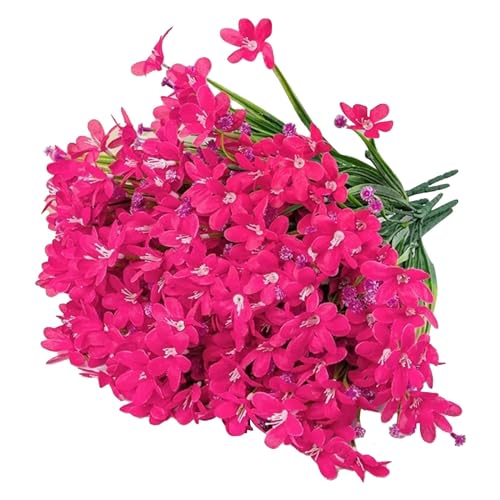 YUE Kunstblumen Deko Künstliche Blumen Künstliche Blumen für Outdoor Künstliche 8 Bündel künstliche Narzissen Blumen Outdoor Frühlingsblumen Sukkulente Kaufen Tisch Deko (Hot Pink, One Size) von YUE