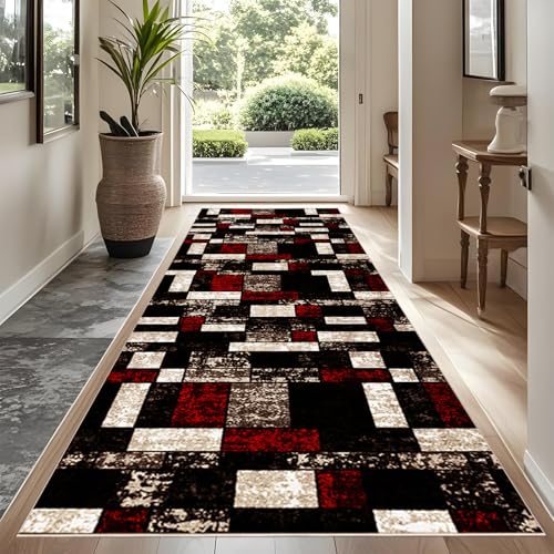 Rutschfeste Maschinenwaschbare Fußmatte 50 x 100 cm flurteppich läufer lang Flurteppich Wohnzimmer Teppich Küchenteppich Läufer für Eingang Küche Schlafzimmer Wohnzimmer, Schmutzfangmatte Innen von YUEAENK