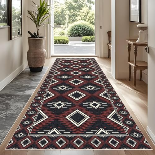 Rutschfeste Maschinenwaschbare Fußmatte 70 x 180 cm flurteppich läufer lang Flurteppich Wohnzimmer Teppich Küchenteppich Läufer für Eingang Küche Schlafzimmer Wohnzimmer, Schmutzfangmatte Innen von YUEAENK