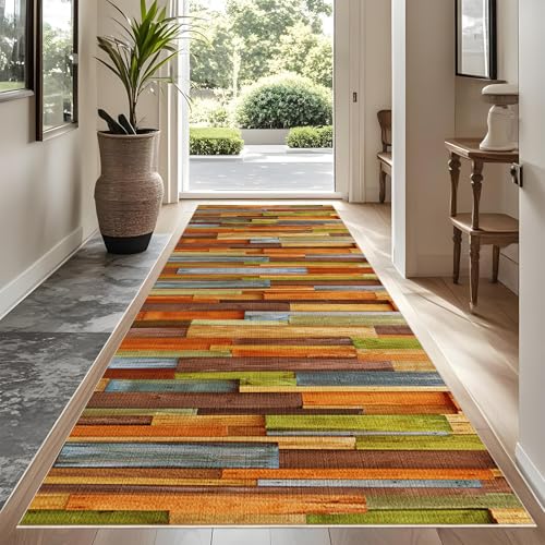 Rutschfeste Maschinenwaschbare Fußmatte 70 x 200 cm flurteppich läufer lang Flurteppich Wohnzimmer Teppich Küchenteppich Läufer für Eingang Küche Schlafzimmer Wohnzimmer, Schmutzfangmatte Innen von YUEAENK