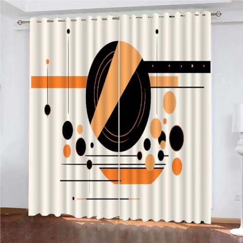 Vorhang Blickdicht 3D 2Er Set Curtain Böhmisches Orange Schwarz Abstrakte geometrische fürs Kinderzimmer 160 cm Lang 150 cm Breite Gardine Lichtundurchlässig Fenstervorhang Wohnzimmer Schlafzimmer Vorhang Blickdicht 3D 2Er Set Curtain Böhmisches Orange Schwarz Abstrakte geometrische fürs Kinderzimmer 160 cm Lang 150 cm Breite Gardine Lichtundurchlässig Fenstervorhang Wohnzimmer Schlafzimmer von YUEAHOL
