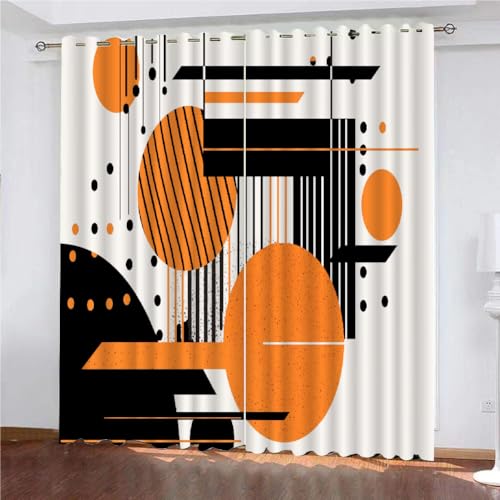 Vorhang Blickdicht 3D 2Er Set Curtain Böhmisches Orange Schwarz Abstrakte geometrische fürs Kinderzimmer 240 cm Lang 270 cm Breite Gardine Lichtundurchlässig Fenstervorhang Wohnzimmer Schlafzimmer Vorhang Blickdicht 3D 2Er Set Curtain Böhmisches Orange Schwarz Abstrakte geometrische fürs Kinderzimmer 240 cm Lang 270 cm Breite Gardine Lichtundurchlässig Fenstervorhang Wohnzimmer Schlafzimmer von YUEAHOL