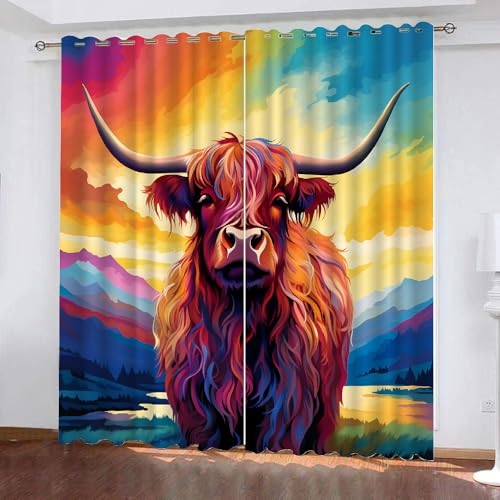 YUEAHOL Aquarell Kuh Vorhang Blickdicht mit Ösen 3D Bergsee Verdunkelungsvorhang 2er Set Gardine Polyester für Schlafzimmer Kinderzimmer Wohnzimmer Dekoration 220 x 210 cm YUEAHOL Aquarell Kuh Vorhang Blickdicht mit Ösen 3D Bergsee Verdunkelungsvorhang 2er Set Gardine Polyester für Schlafzimmer Kinderzimmer Wohnzimmer Dekoration 220 x 210 cm von YUEAHOL