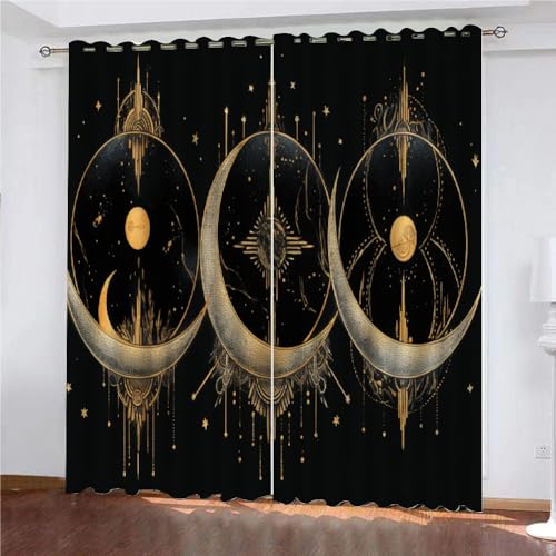 YUEAHOL Böhmischer Mond Vorhang Blickdicht mit Ösen 3D Sternenhimmel Verdunkelungsvorhang 2er Set Gardine Polyester für Schlafzimmer Kinderzimmer Wohnzimmer Dekoration 220 x 210 cm YUEAHOL Böhmischer Mond Vorhang Blickdicht mit Ösen 3D Sternenhimmel Verdunkelungsvorhang 2er Set Gardine Polyester für Schlafzimmer Kinderzimmer Wohnzimmer Dekoration 220 x 210 cm von YUEAHOL