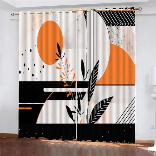 YUEAHOL Böhmisches Orange Schwarz Vorhang Blickdicht mit Ösen 3D Abstrakte geometrische Verdunkelungsvorhang 2er Set Gardine Polyester für Schlafzimmer Kinderzimmer Wohnzimmer Dekoration 150 x 166 cm YUEAHOL Böhmisches Orange Schwarz Vorhang Blickdicht mit Ösen 3D Abstrakte geometrische Verdunkelungsvorhang 2er Set Gardine Polyester für Schlafzimmer Kinderzimmer Wohnzimmer Dekoration 150 x 166 cm von YUEAHOL