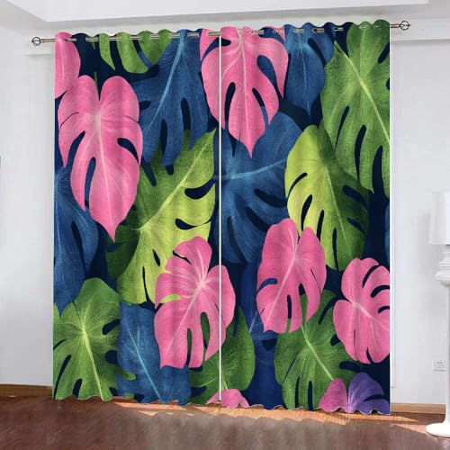 YUEAHOL Bunte Blätter Vorhänge Tropische Pflanze Ösen Gardinen Blickdichte Thermo Vorhang Kälteschutz Blackout Curtain Kinderzimmer Schlafzimmer Verdunkelung, 2 Stück, H 210 x B 220 cm YUEAHOL Bunte Blätter Vorhänge Tropische Pflanze Ösen Gardinen Blickdichte Thermo Vorhang Kälteschutz Blackout Curtain Kinderzimmer Schlafzimmer Verdunkelung, 2 Stück, H 210 x B 220 cm von YUEAHOL