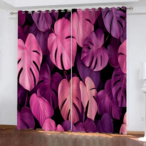 YUEAHOL Bunte Blätter Vorhang Blickdicht mit Ösen 3D Tropische Pflanze Verdunkelungsvorhang 2er Set Gardine Polyester für Schlafzimmer Kinderzimmer Wohnzimmer Dekoration 150 x 166 cm YUEAHOL Bunte Blätter Vorhang Blickdicht mit Ösen 3D Tropische Pflanze Verdunkelungsvorhang 2er Set Gardine Polyester für Schlafzimmer Kinderzimmer Wohnzimmer Dekoration 150 x 166 cm von YUEAHOL