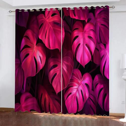 YUEAHOL Bunte Blätter Vorhang Blickdicht mit Ösen 3D Tropische Pflanze Verdunkelungsvorhang 2er Set Gardine Polyester für Schlafzimmer Kinderzimmer Wohnzimmer Dekoration 220 x 210 cm YUEAHOL Bunte Blätter Vorhang Blickdicht mit Ösen 3D Tropische Pflanze Verdunkelungsvorhang 2er Set Gardine Polyester für Schlafzimmer Kinderzimmer Wohnzimmer Dekoration 220 x 210 cm von YUEAHOL