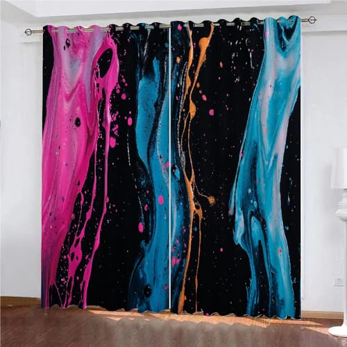 YUEAHOL Bunte Spritzkunst Vorhang Blickdicht mit Ösen 3D Abstrakt Verdunkelungsvorhang 2er Set Gardine Polyester für Schlafzimmer Kinderzimmer Wohnzimmer Dekoration 150 x 166 cm YUEAHOL Bunte Spritzkunst Vorhang Blickdicht mit Ösen 3D Abstrakt Verdunkelungsvorhang 2er Set Gardine Polyester für Schlafzimmer Kinderzimmer Wohnzimmer Dekoration 150 x 166 cm von YUEAHOL
