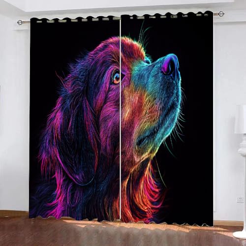YUEAHOL Bunter Hund Vorhang Blickdicht mit Ösen 3D Tier Verdunkelungsvorhang 2er Set Gardine Polyester für Schlafzimmer Kinderzimmer Wohnzimmer Dekoration 220 x 210 cm YUEAHOL Bunter Hund Vorhang Blickdicht mit Ösen 3D Tier Verdunkelungsvorhang 2er Set Gardine Polyester für Schlafzimmer Kinderzimmer Wohnzimmer Dekoration 220 x 210 cm von YUEAHOL