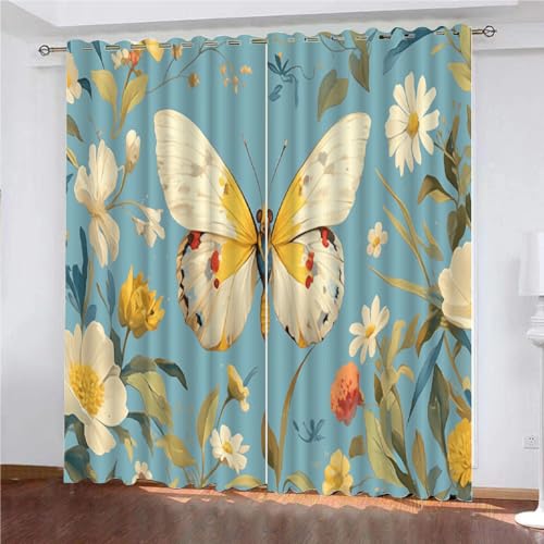 YUEAHOL Bunter Schmetterling Vorhang Blickdicht mit Ösen 3D Blumenpflanze Verdunkelungsvorhang 2er Set Gardine Polyester für Schlafzimmer Kinderzimmer Wohnzimmer Dekoration 300 x 270 cm YUEAHOL Bunter Schmetterling Vorhang Blickdicht mit Ösen 3D Blumenpflanze Verdunkelungsvorhang 2er Set Gardine Polyester für Schlafzimmer Kinderzimmer Wohnzimmer Dekoration 300 x 270 cm von YUEAHOL