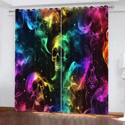 YUEAHOL Buntes Skelett Vorhang Blickdicht mit Ösen 3D Abstrakte Kunst Verdunkelungsvorhang 2er Set Gardine Polyester für Schlafzimmer Kinderzimmer Wohnzimmer Dekoration 150 x 166 cm YUEAHOL Buntes Skelett Vorhang Blickdicht mit Ösen 3D Abstrakte Kunst Verdunkelungsvorhang 2er Set Gardine Polyester für Schlafzimmer Kinderzimmer Wohnzimmer Dekoration 150 x 166 cm von YUEAHOL