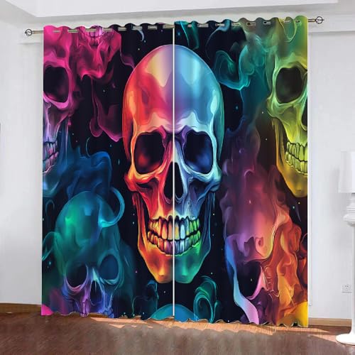 YUEAHOL Buntes Skelett Vorhang Blickdicht mit Ösen 3D Abstrakte Kunst Verdunkelungsvorhang 2er Set Gardine Polyester für Schlafzimmer Kinderzimmer Wohnzimmer Dekoration 220 x 210 cm YUEAHOL Buntes Skelett Vorhang Blickdicht mit Ösen 3D Abstrakte Kunst Verdunkelungsvorhang 2er Set Gardine Polyester für Schlafzimmer Kinderzimmer Wohnzimmer Dekoration 220 x 210 cm von YUEAHOL